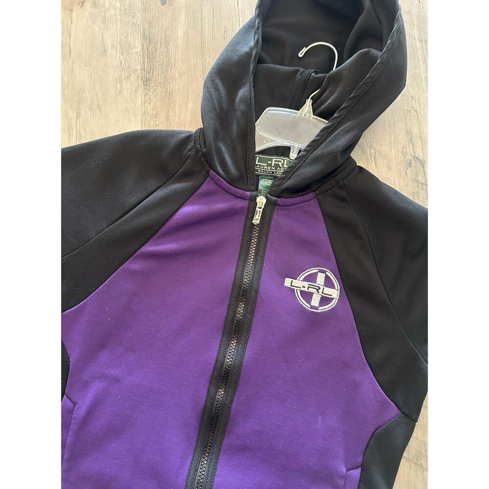 Lauren Ralph Lauren Active Purple Black Hoodie Zip Jacket Womens Size XS
